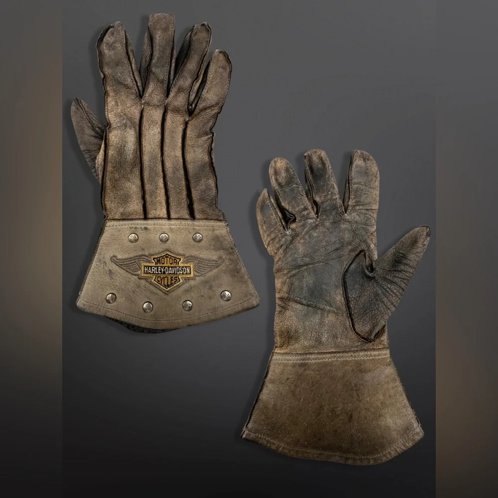 ⚡️HARLEY-DAVIDSON⚡️ Vintage Leather/Studded Guantlet Motorcycle Gloves - Picture 7 of 14